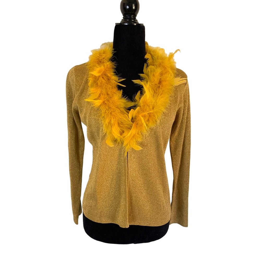 90s Rouge Showgirl Shimmer Feathery Eve Top Sz M